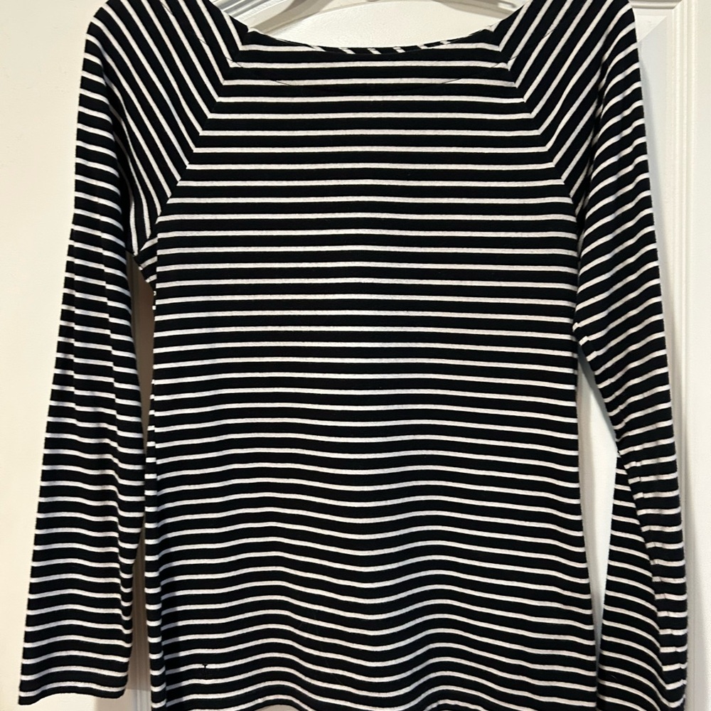 Ralph Lauren Black and White Striped Long Sleeve Top